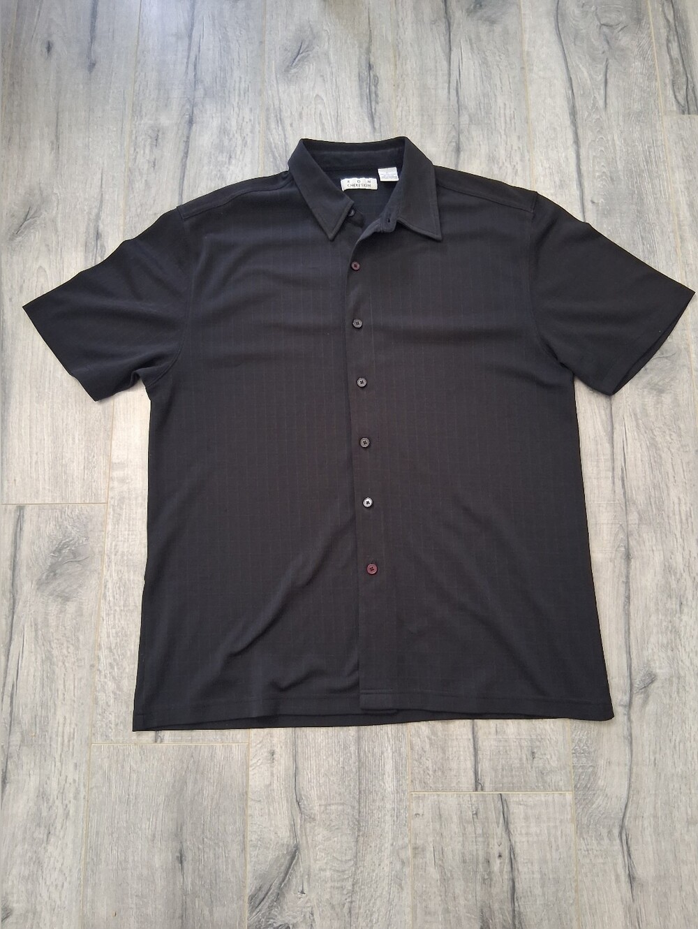 Black Short-Sleeve Button-Up Shirt